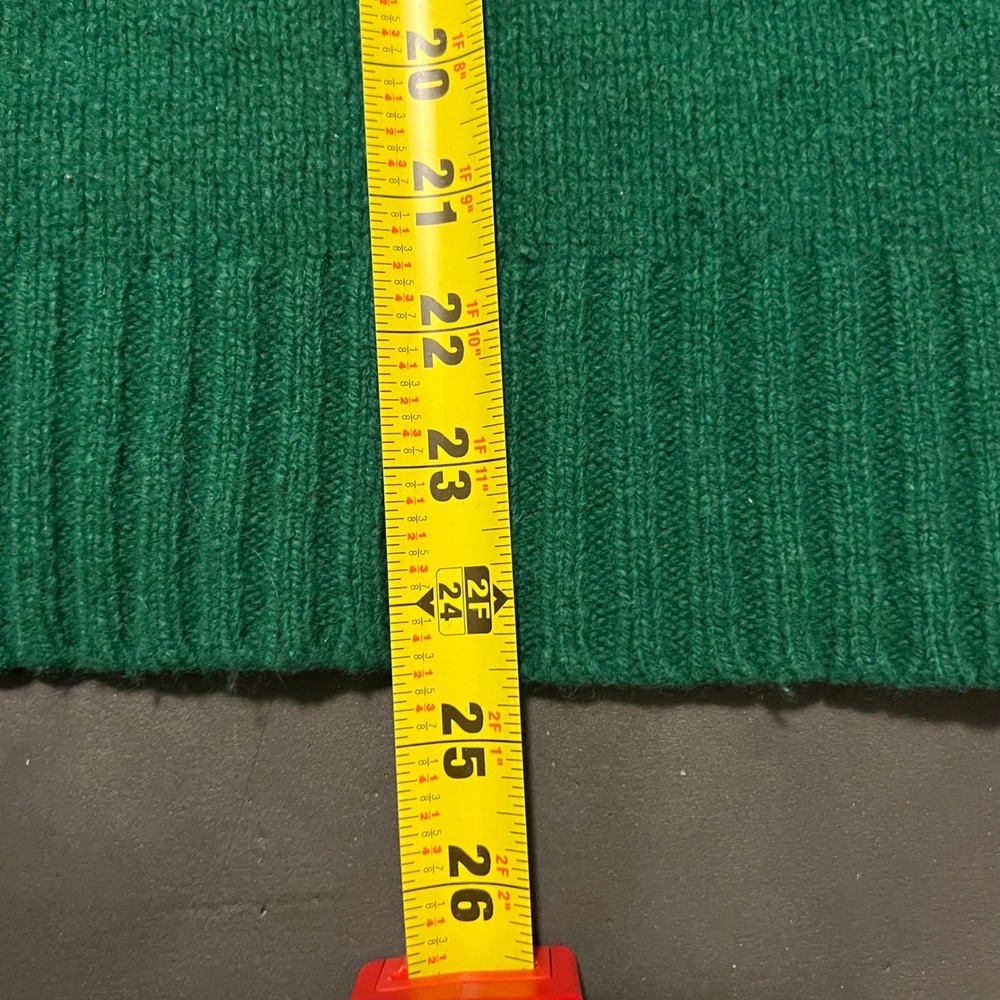 VTG 90s Polo Ralph Lauren Merino Angora Green Sweater Suede Elbow Patches Mens S - Picture 7 of 7